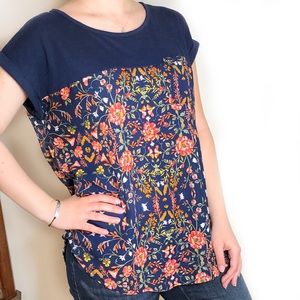 Navy Tee & Crepe Target xhilaration Top